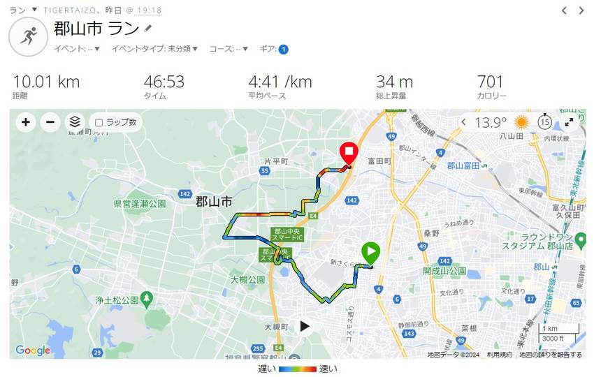 【Day911】10kmタイム...