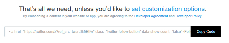 x embed copy code button