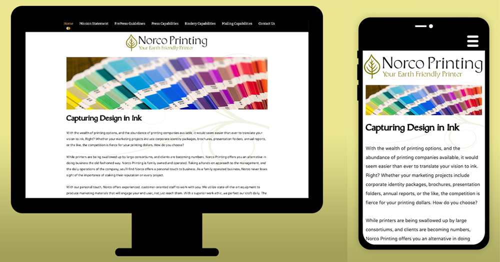 norco print's website after desktop and mobile view
