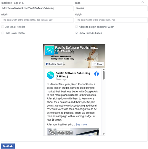 facebook page embed tool