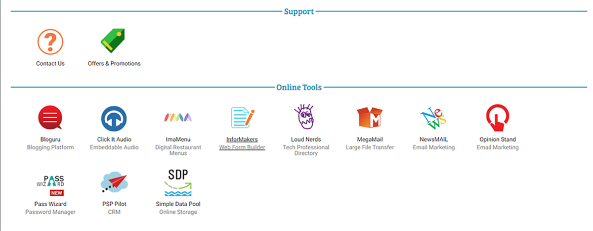 screenshot of online tools in dreamersi admin panel