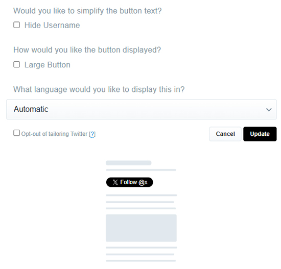 x button display customization options