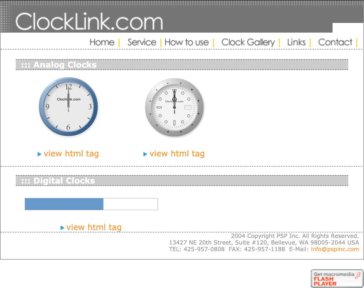 The selection of ClockLink clocks available in 2003