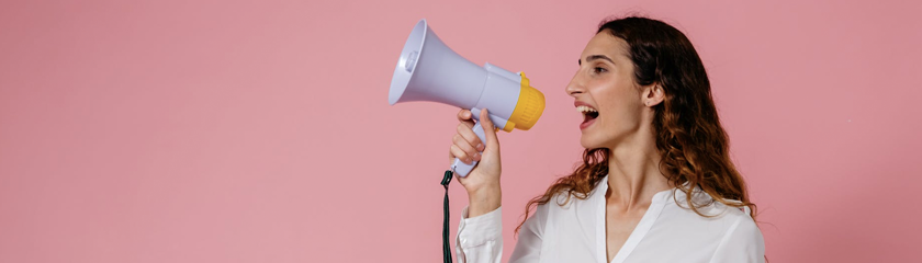 Woman with megaphone