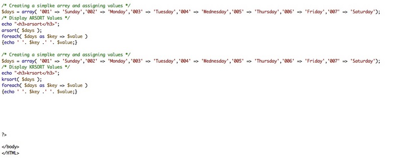 PHP Day 4-2 ARRAY SORT