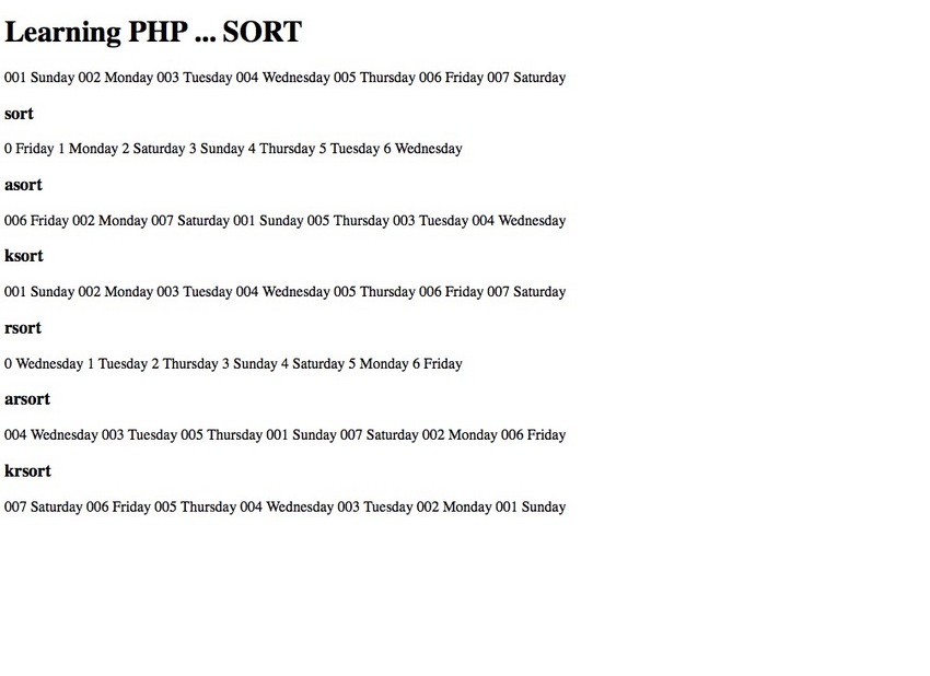 PHP Day 4-2 ARRAY SORT