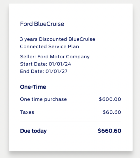 Ford BLUECRUISE Subscription