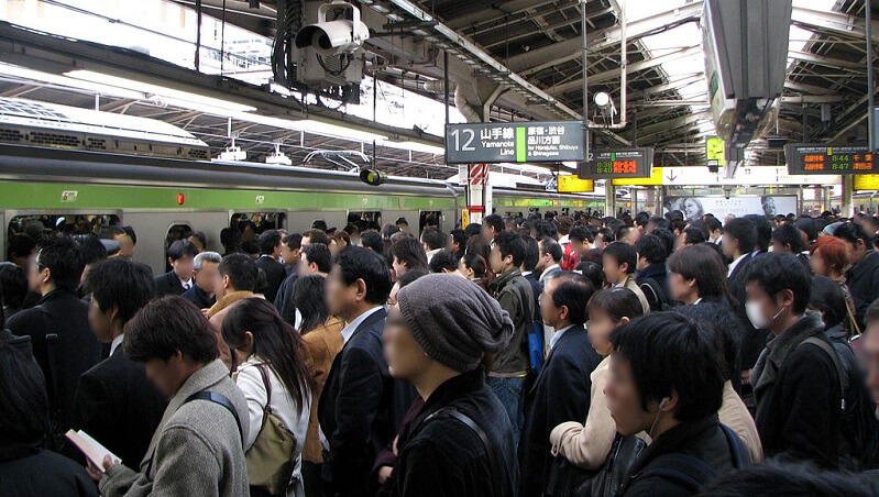 Crowded Train in Japan