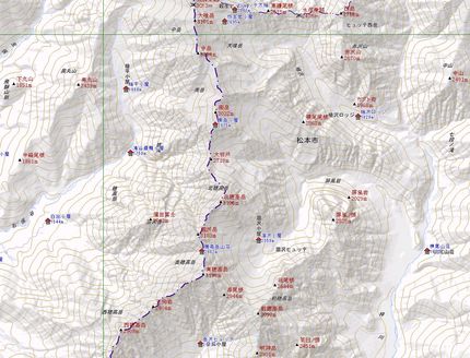 北穂小屋が地形図では欠落してい...