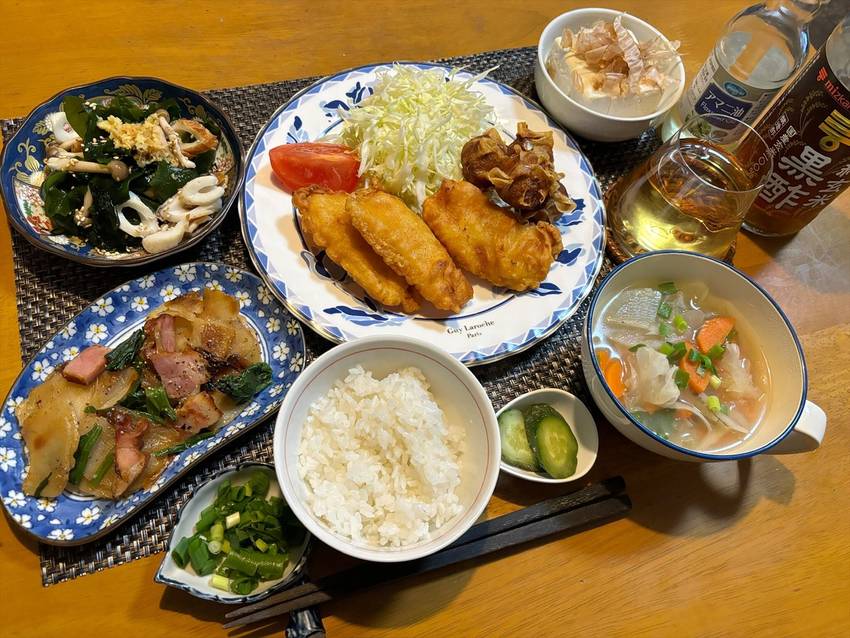 イカの天ぷらと揚げ焼売