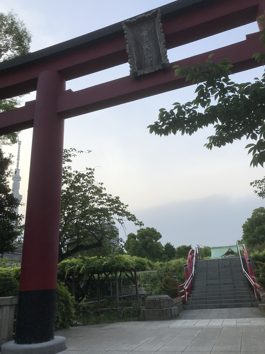 都会の神社「亀戸天神」に初めて...