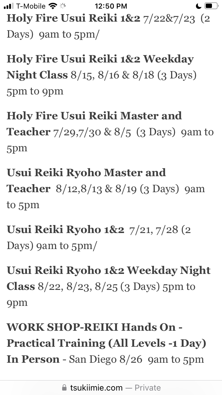 Upcoming Reiki Class