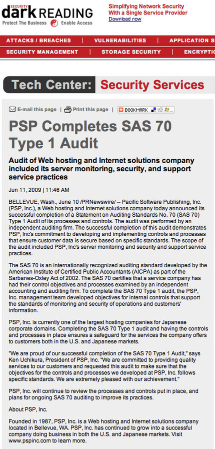 PSP Completes SAS70 Audit | ...