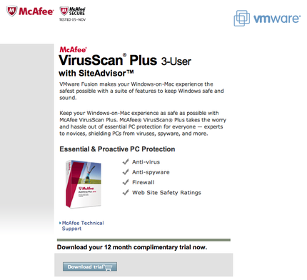 Free McAfee VirusScan Plus