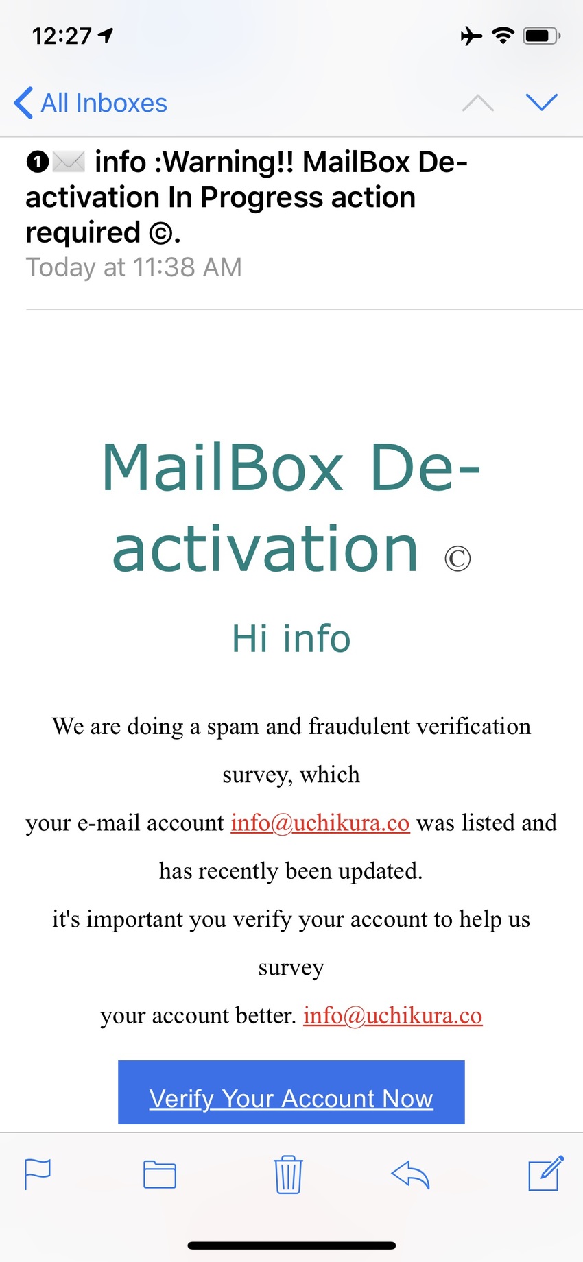 Fake Phishing Mail
