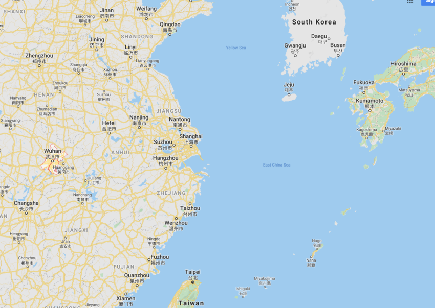 Left Center of The Map is Wuhan